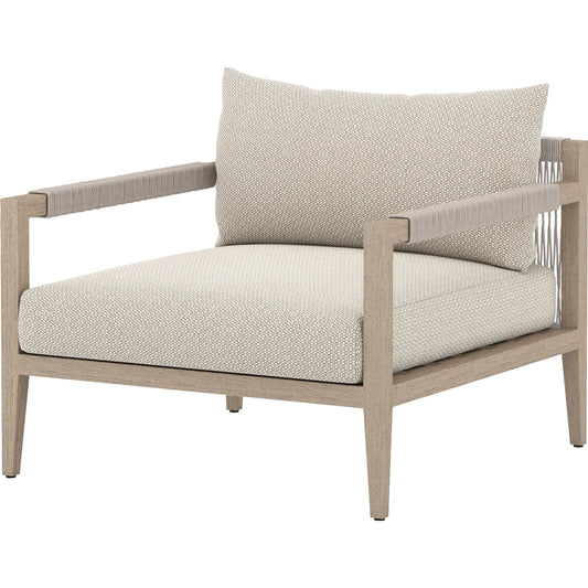 Sherwood Outdoor Chair, Washed Brown by Four Hands. Made from 100% olefin, solid fsc®-certified teak, 100% polypropylene in a coastal style.