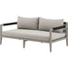 Sherwood Outdoor Sofa, Weathered Grey by Four Hands. Made from 100% olefin, solid fsc®-certified teak, 100% polypropylene in a coastal style.