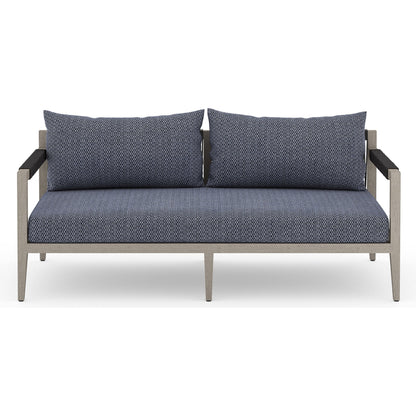Sherwood Outdoor Sofa, Weathered Grey by Four Hands. Made from 100% olefin, solid fsc®-certified teak, 100% polypropylene in a coastal style.