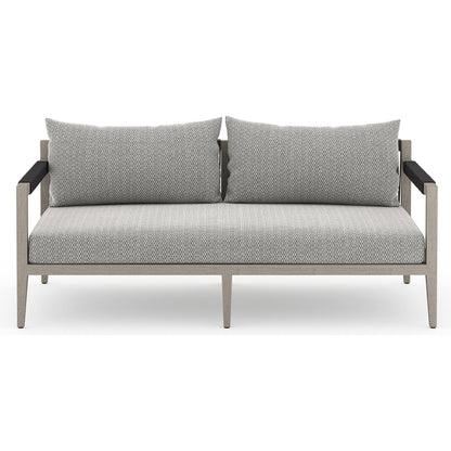 Sherwood Outdoor Sofa, Weathered Grey by Four Hands. Made from 100% olefin, solid fsc®-certified teak, 100% polypropylene in a coastal style.