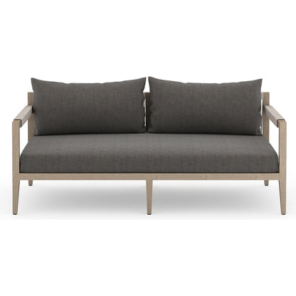 Sherwood Outdoor Sofa, Washed Brown by Four Hands. Made from 100% olefin, solid fsc®-certified teak, 100% polypropylene in a coastal style.