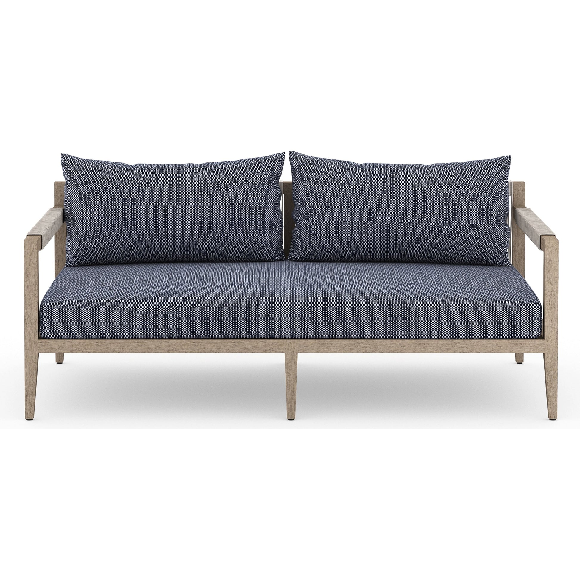 Sherwood Outdoor Sofa, Washed Brown by Four Hands. Made from 100% olefin, solid fsc®-certified teak, 100% polypropylene in a coastal style.