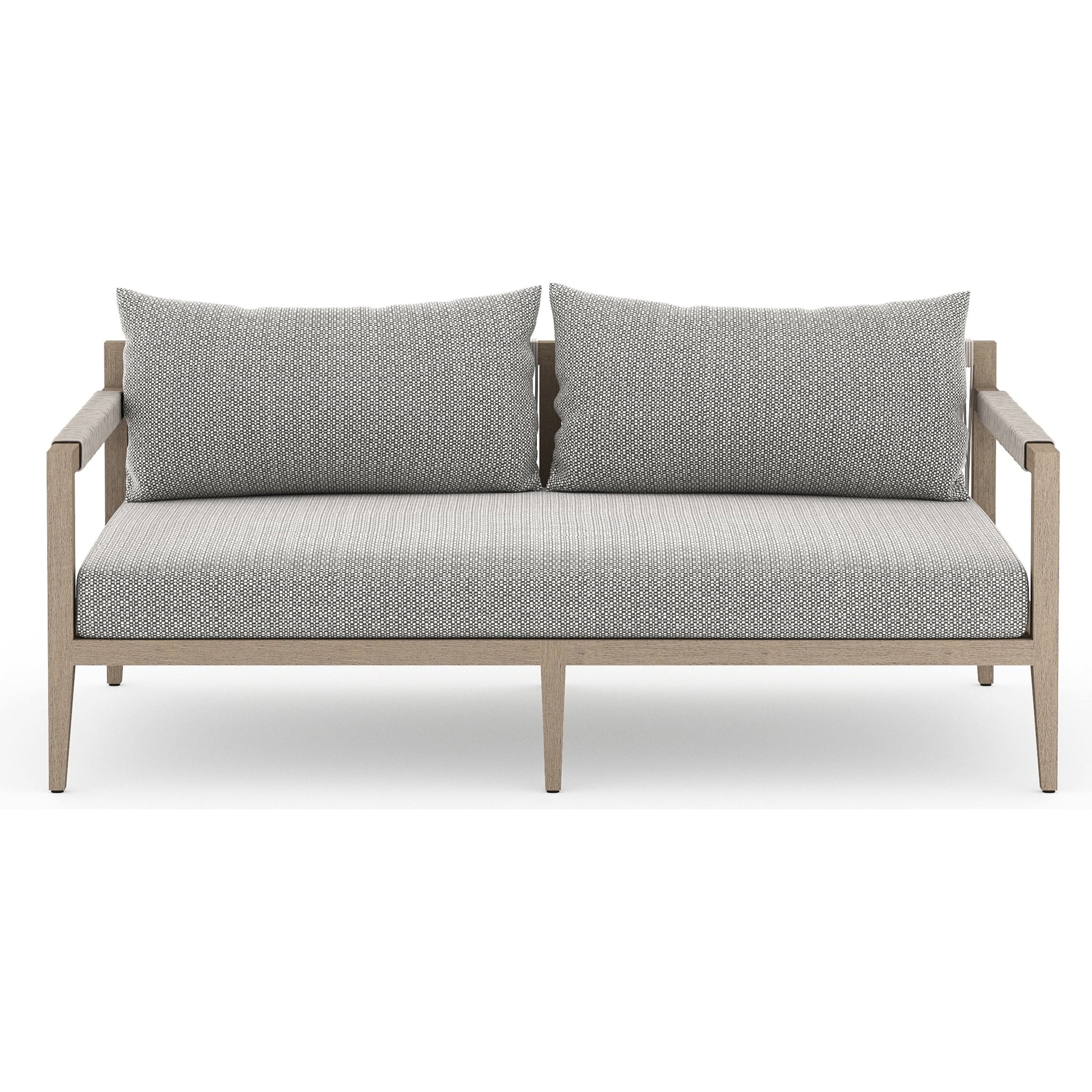Sherwood Outdoor Sofa, Washed Brown by Four Hands. Made from 100% olefin, solid fsc®-certified teak, 100% polypropylene in a coastal style.