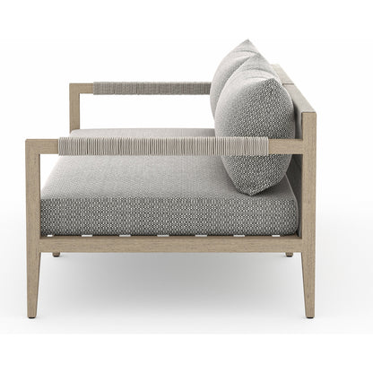 Sherwood Outdoor Sofa, Washed Brown by Four Hands. Made from 100% olefin, solid fsc®-certified teak, 100% polypropylene in a coastal style.