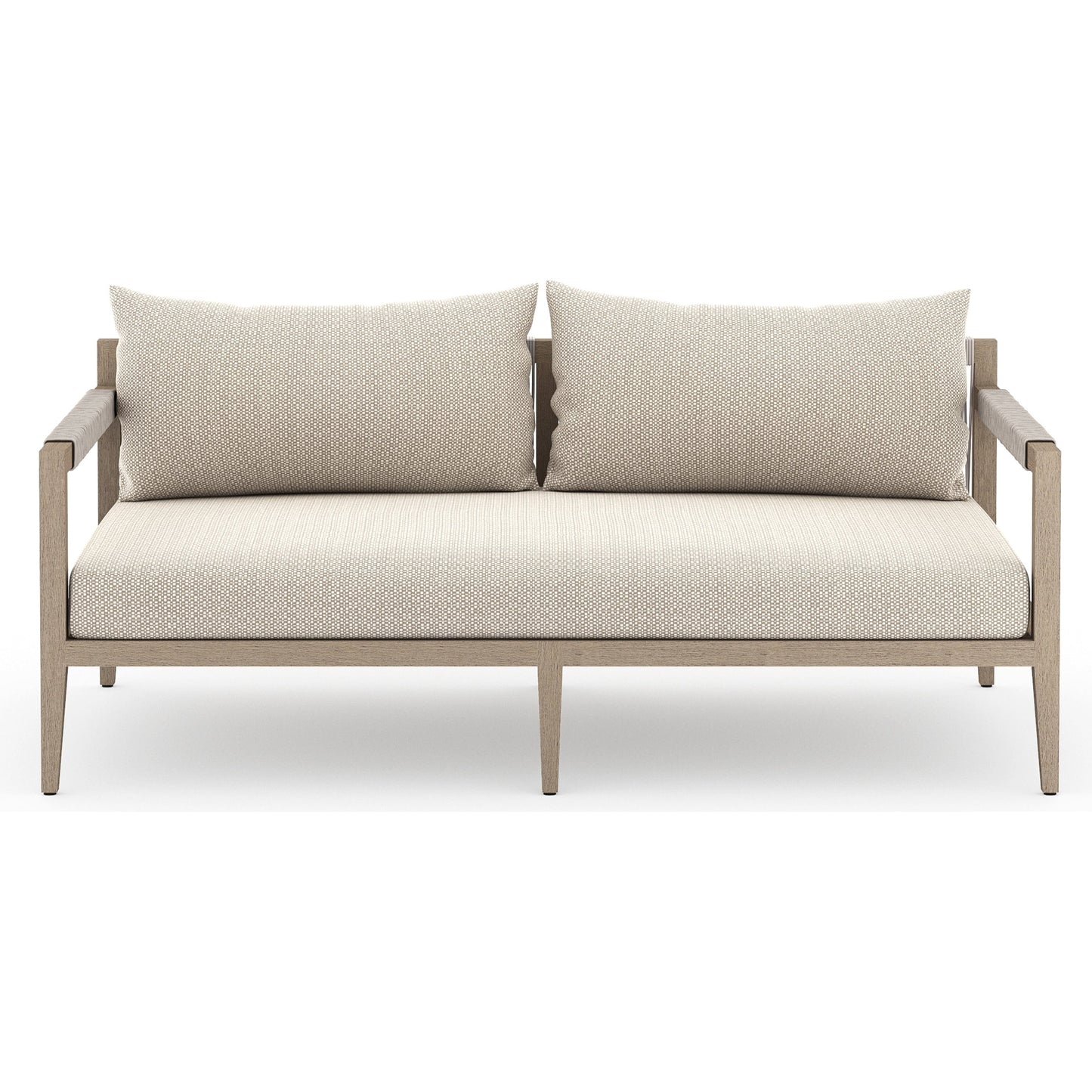 028 SR-713001 | Additional Silo | Sherwood Outdoor Sofa, Washed Brown by Four Hands. Made from 100% olefin, solid fsc®-certified teak, 100% polypropylene in a coastal style.