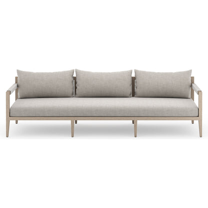 Sherwood Outdoor Sofa, Washed Brown by Four Hands. Made from 100% olefin, solid fsc®-certified teak, 100% polypropylene in a coastal style.