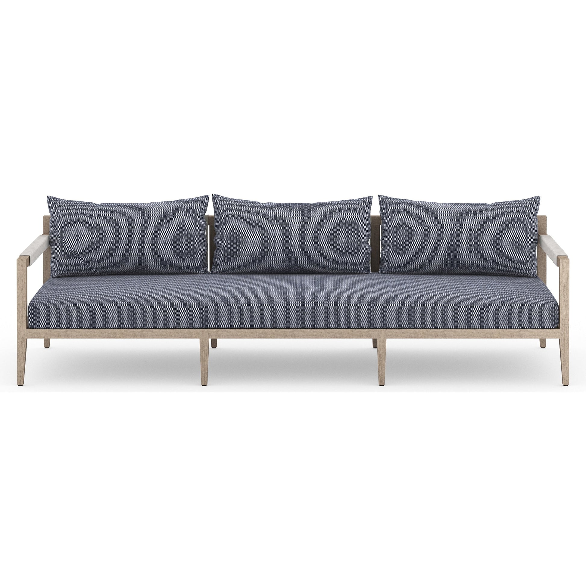 Sherwood Outdoor Sofa, Washed Brown by Four Hands. Made from 100% olefin, solid fsc®-certified teak, 100% polypropylene in a coastal style.