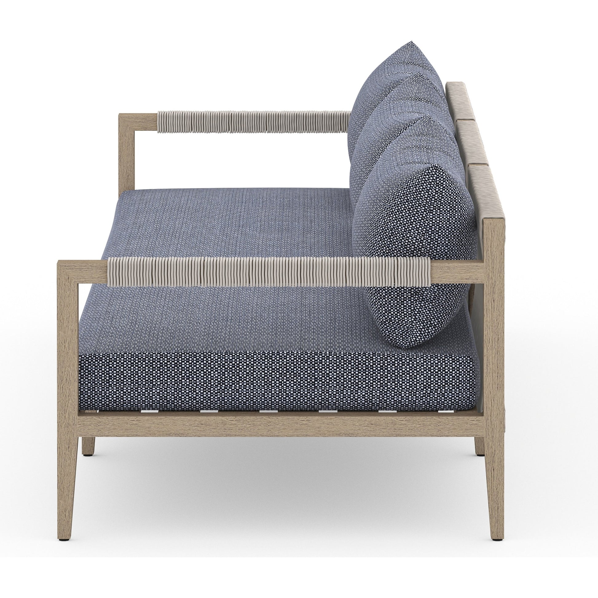 Sherwood Outdoor Sofa, Washed Brown by Four Hands. Made from 100% olefin, solid fsc®-certified teak, 100% polypropylene in a coastal style.
