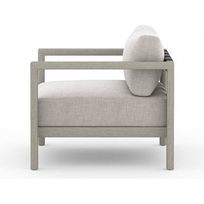 Sonoma Outdoor Chair by Four Hands. Made from 100% olefin, aluminum, 100% polypropylene in a coastal style.