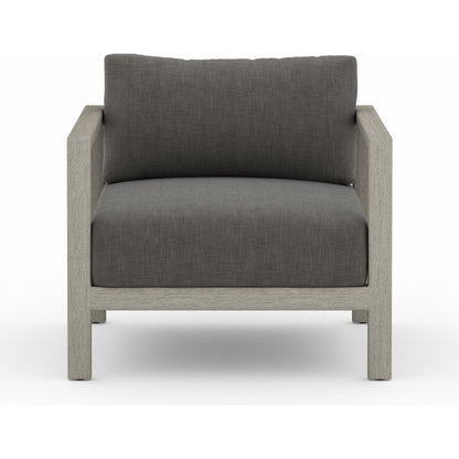 Sonoma Outdoor Chair by Four Hands. Made from 100% olefin, aluminum, 100% polypropylene in a coastal style.