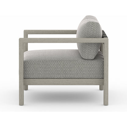 Sonoma Outdoor Chair by Four Hands. Made from 100% olefin, aluminum, 100% polypropylene in a coastal style.