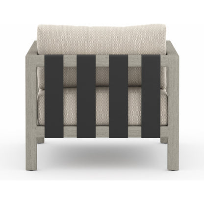 Sonoma Outdoor Chair by Four Hands. Made from 100% olefin, aluminum, 100% polypropylene in a coastal style.