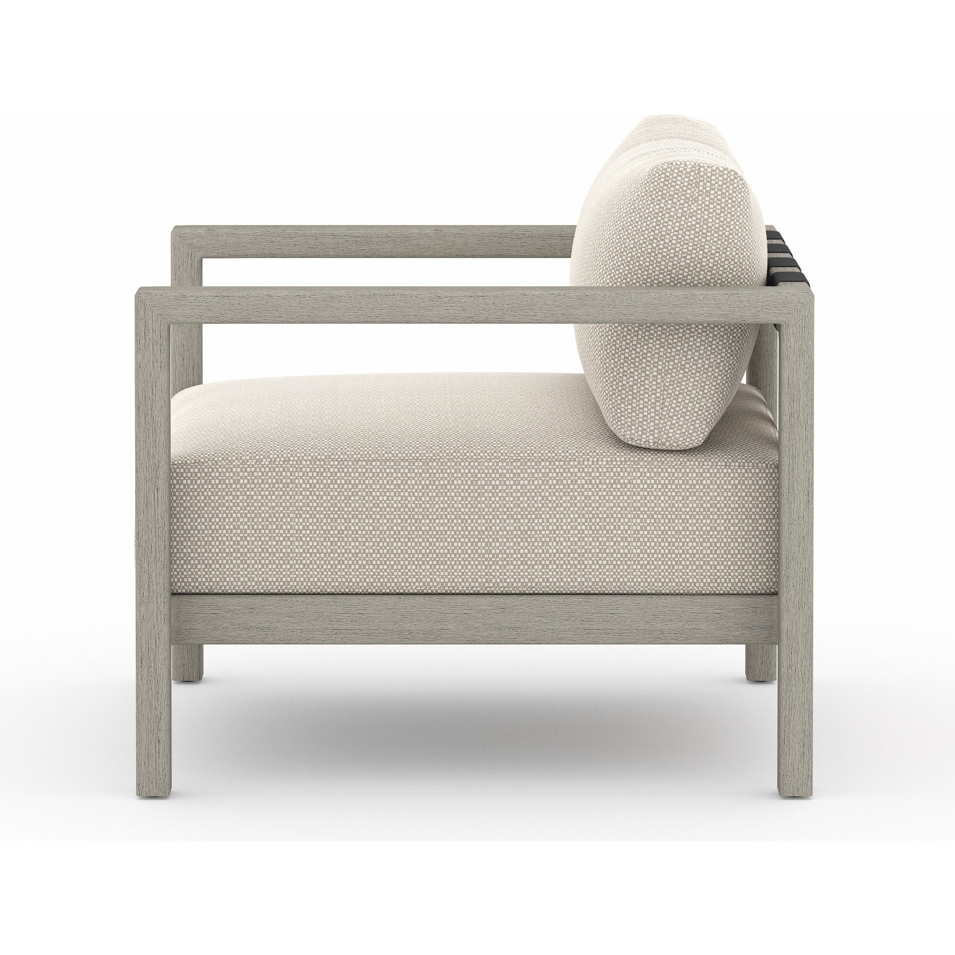 Sonoma Outdoor Chair by Four Hands. Made from 100% olefin, aluminum, 100% polypropylene in a coastal style.