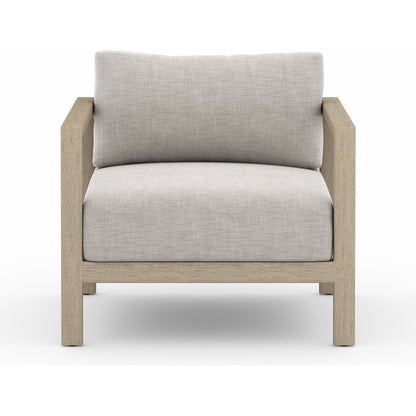 Sonoma Outdoor Chair by Four Hands. Made from 100% olefin, aluminum, 100% polypropylene in a coastal style.