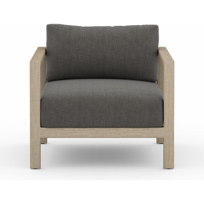 Sonoma Outdoor Chair by Four Hands. Made from 100% olefin, aluminum, 100% polypropylene in a coastal style.