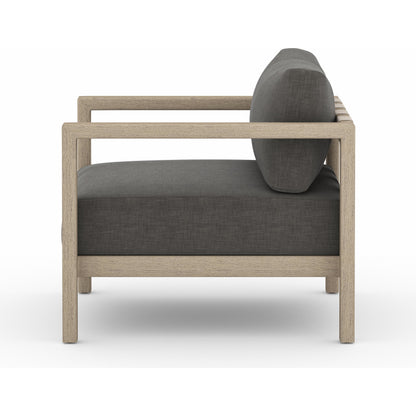 Sonoma Outdoor Chair by Four Hands. Made from 100% olefin, aluminum, 100% polypropylene in a coastal style.