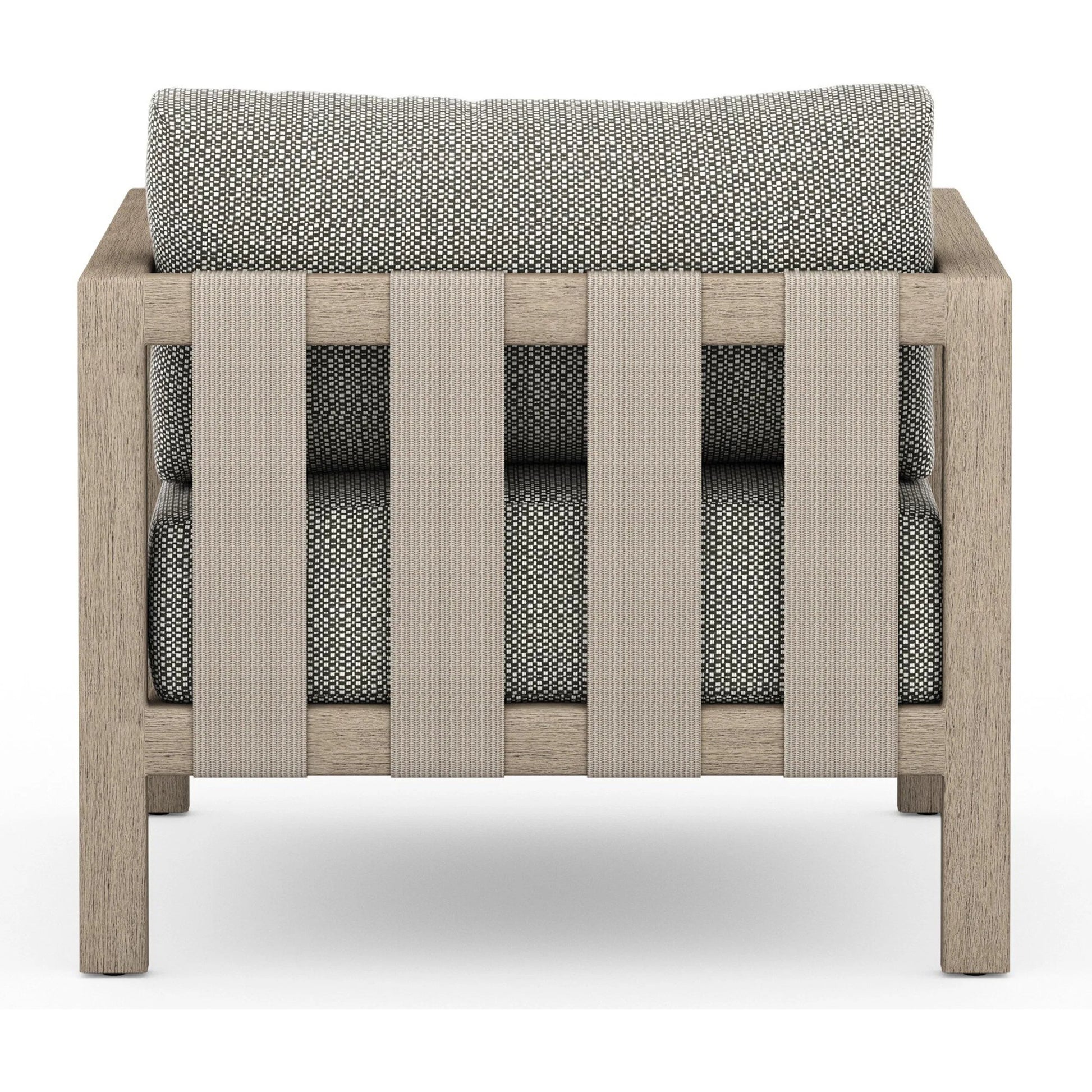 Sonoma Outdoor Chair by Four Hands. Made from 100% olefin, aluminum, 100% polypropylene in a coastal style.