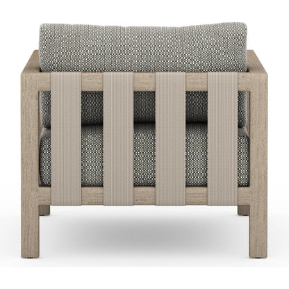 Sonoma Outdoor Chair by Four Hands. Made from 100% olefin, aluminum, 100% polypropylene in a coastal style.