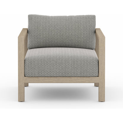 Sonoma Outdoor Chair by Four Hands. Made from 100% olefin, aluminum, 100% polypropylene in a coastal style.