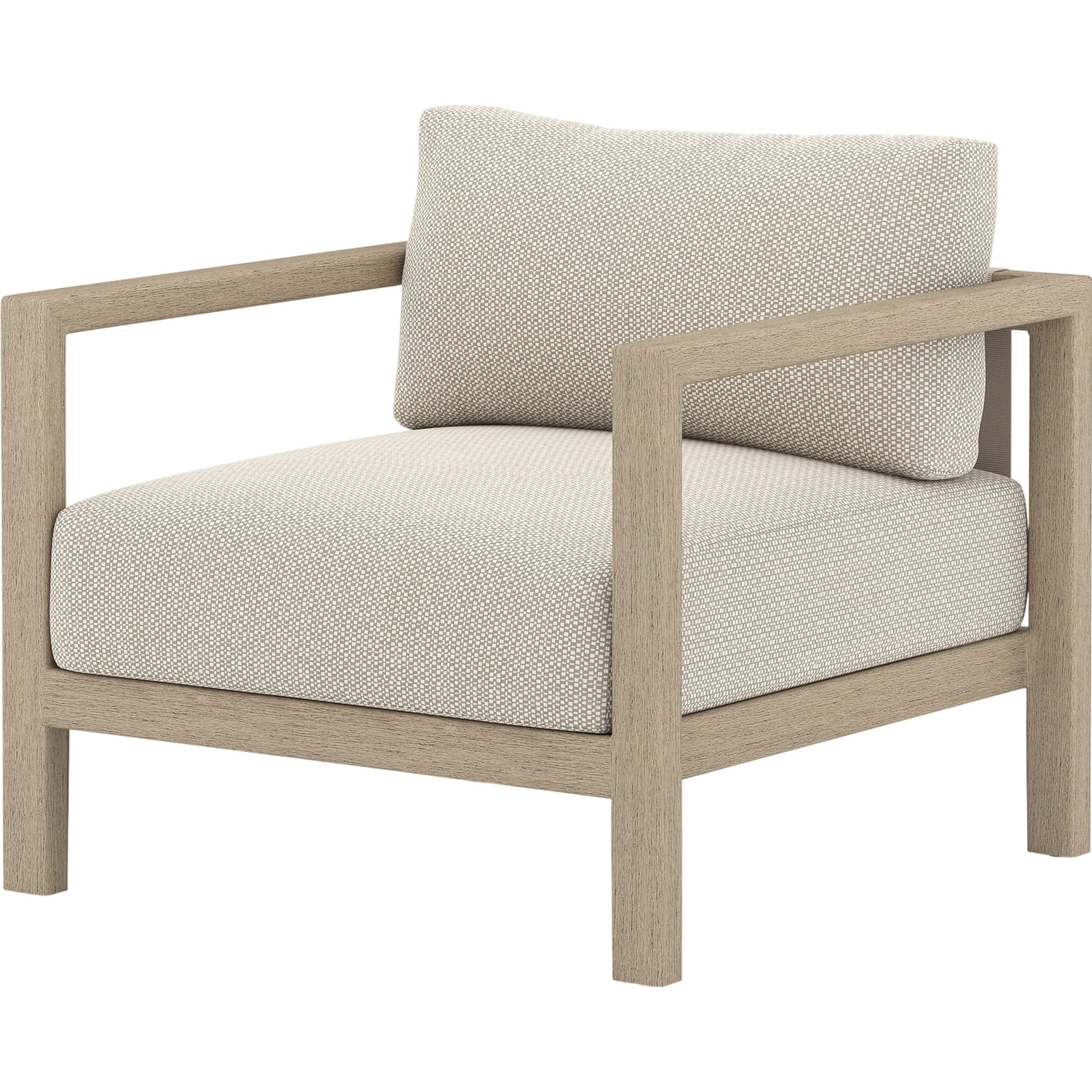 Sonoma Outdoor Chair by Four Hands. Made from 100% olefin, aluminum, 100% polypropylene in a coastal style.