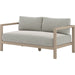 Sonoma Outdoor Sofa by Four Hands. Made from 100% olefin, solid fsc®-certified teak, 100% polypropylene in a coastal style.