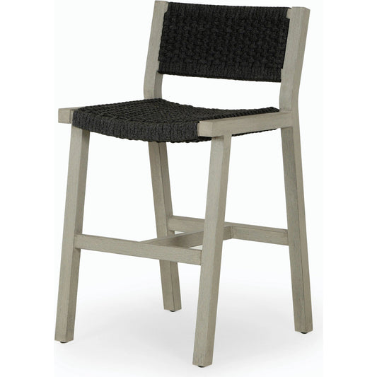Delano Outdoor Counter Stool by Four Hands. Made from solid fsc®-certified teak, 100% polypropylene in a coastal style.