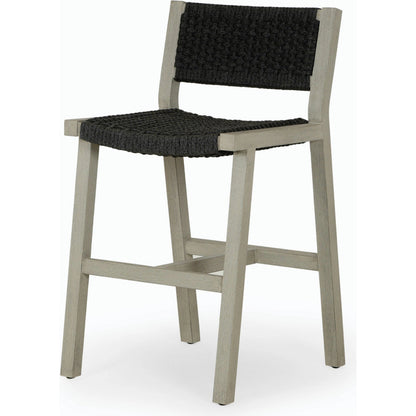 Delano Outdoor Counter Stool by Four Hands. Made from solid fsc®-certified teak, 100% polypropylene in a coastal style.