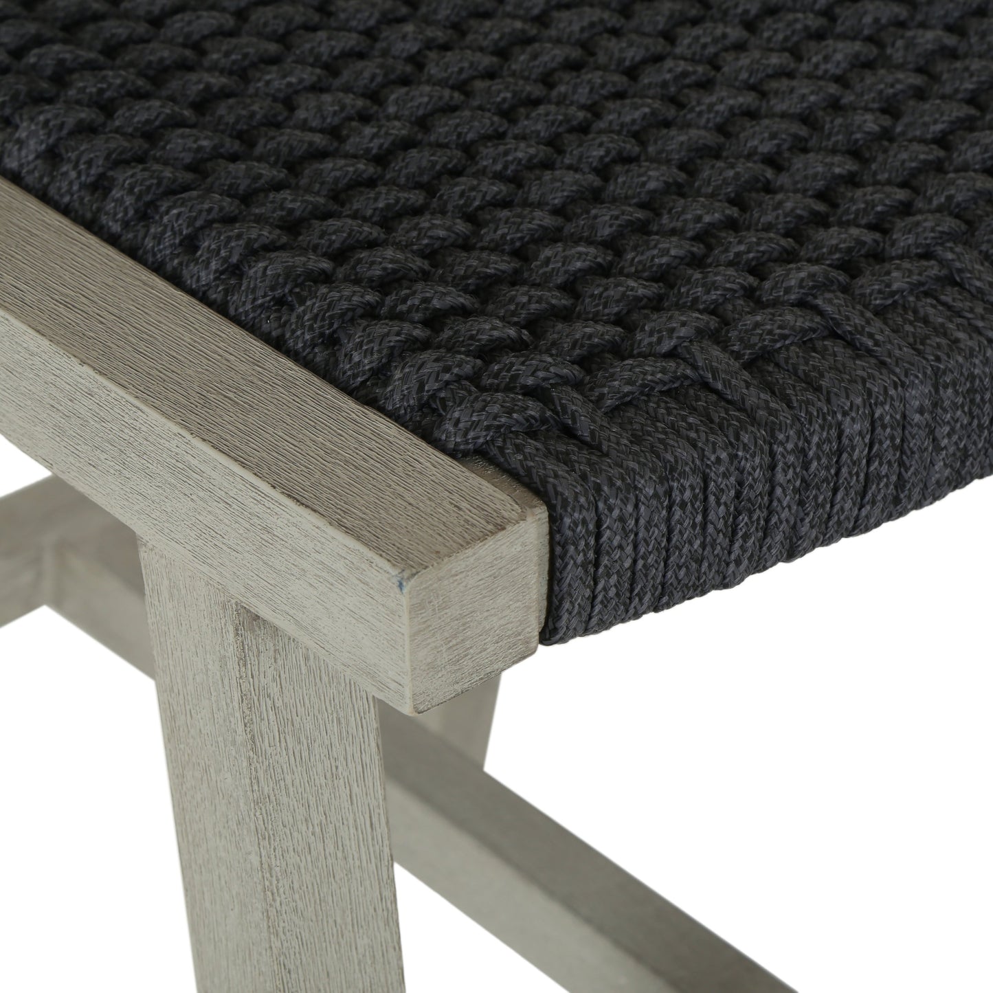 020 SI-1715032 | Closeup | Delano Outdoor Counter Stool by Four Hands. Made from solid fsc®-certified teak, 100% polypropylene in a coastal style.