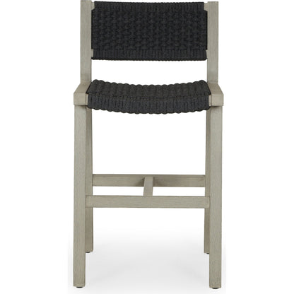 Delano Outdoor Counter Stool by Four Hands. Made from solid fsc®-certified teak, 100% polypropylene in a coastal style.