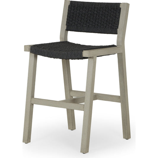 Delano Outdoor Counter Stool by Four Hands. Made from solid fsc®-certified teak, 100% polypropylene in a coastal style.