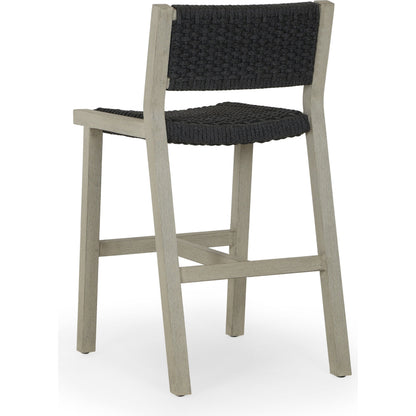 Delano Outdoor Counter Stool by Four Hands. Made from solid fsc®-certified teak, 100% polypropylene in a coastal style.