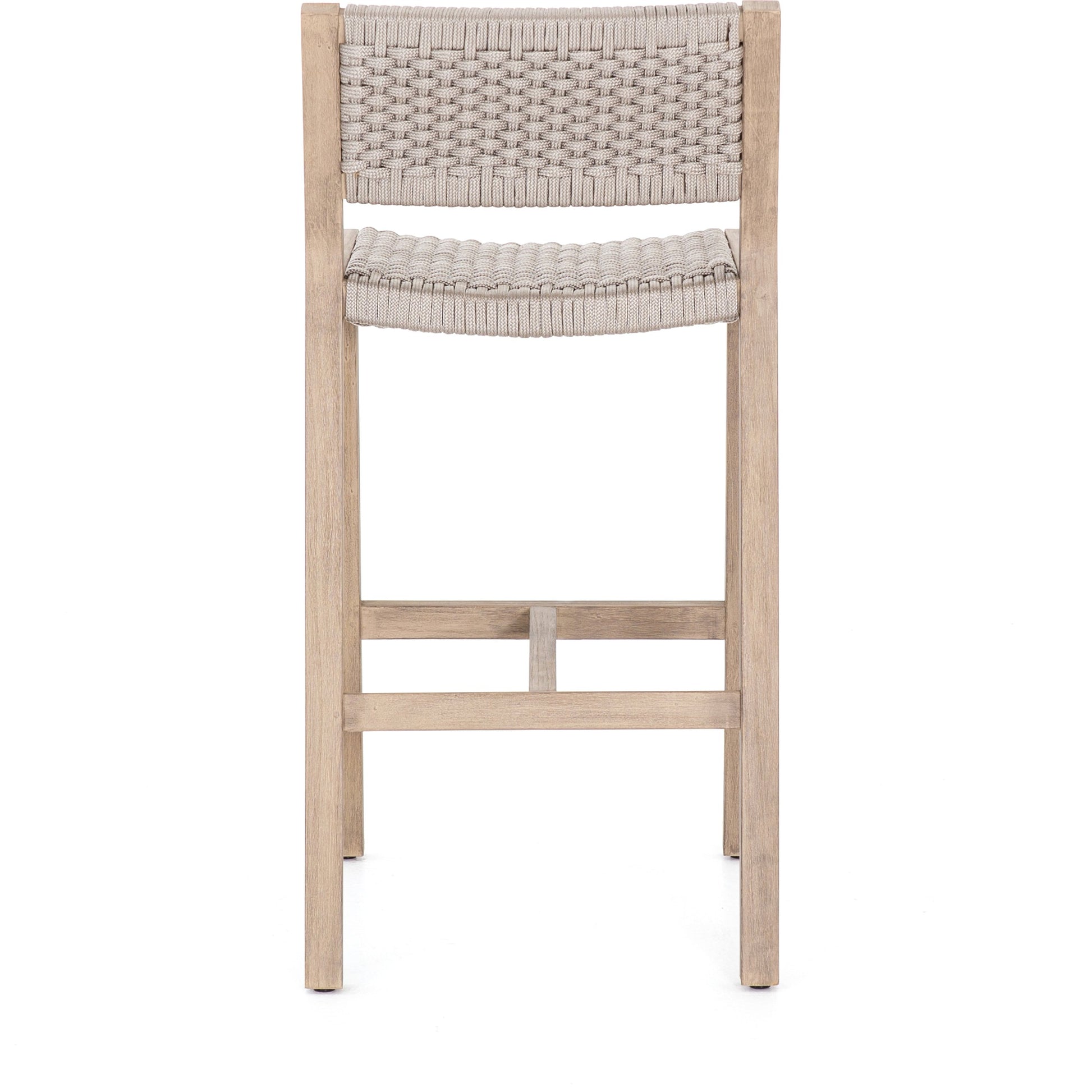 Delano Outdoor Counter Stool by Four Hands. Made from solid fsc®-certified teak, 100% polypropylene in a coastal style.
