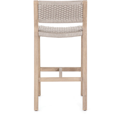 Delano Outdoor Counter Stool by Four Hands. Made from solid fsc®-certified teak, 100% polypropylene in a coastal style.