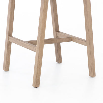 Delano Outdoor Counter Stool by Four Hands. Made from solid fsc®-certified teak, 100% polypropylene in a coastal style.