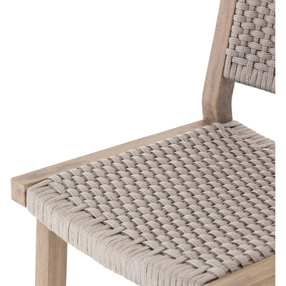 Delano Outdoor Counter Stool by Four Hands. Made from solid fsc®-certified teak, 100% polypropylene in a coastal style.