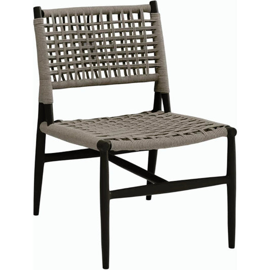 Grigio Outdoor Armless Dining by Sunset West in graphite. Made from olefin rope in a coastal style.