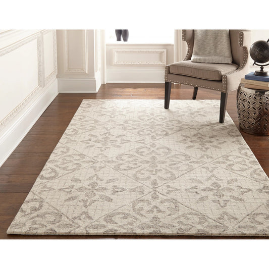 Rhett Transitional & Botanical Rug - I8073 by Feizy in ivory, gray. Made from wool in a unique style.
