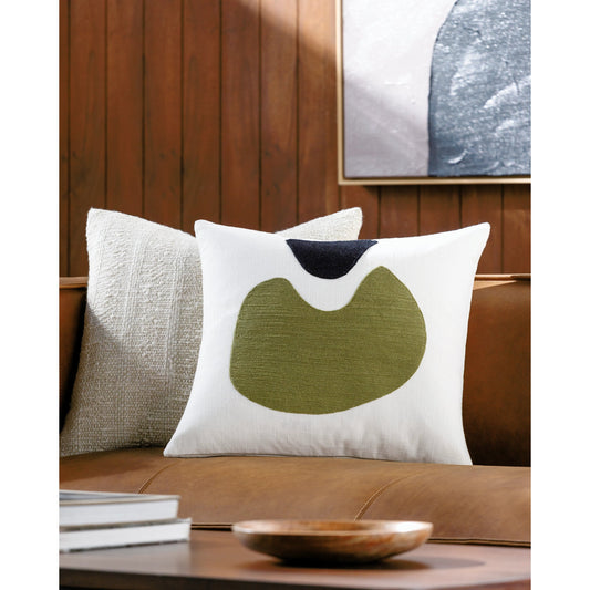 Jason Wu Accent Pillow - 537141 by Surya in white, olive, black. Made from cotton in a modern style.