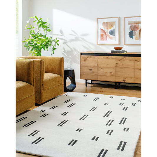Jason Wu Rug - 34805 by Surya in ivory, jet black. Made from wool in a unique style.