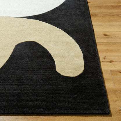 Jason Wu Rug - 36255 by Surya in black, natural, camel. Made from wool in a unique style.