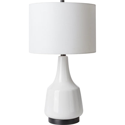 Jeita - 32538 by Surya in body: white, base: black, shade (outside): ivory, shade (inside): white, finial: black, harp: metallic - brass, cord: translucent and paintedglazedpainted. Made from shade (outside): linen, shade (inside): pol