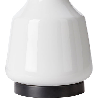 Jeita - 32538 by Surya in body: white, base: black, shade (outside): ivory, shade (inside): white, finial: black, harp: metallic - brass, cord: translucent and paintedglazedpainted. Made from shade (outside): linen, shade (inside): pol