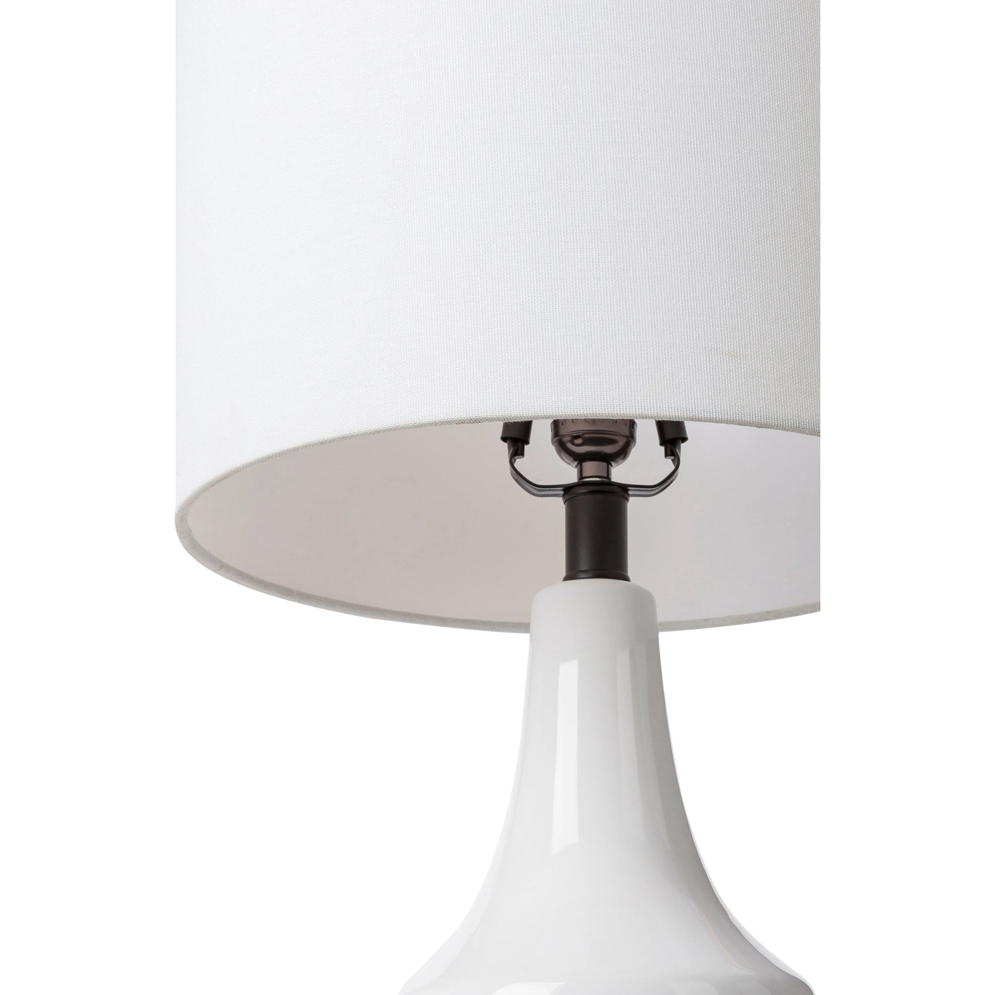 Jeita - 32538 by Surya in body: white, base: black, shade (outside): ivory, shade (inside): white, finial: black, harp: metallic - brass, cord: translucent and paintedglazedpainted. Made from shade (outside): linen, shade (inside): pol