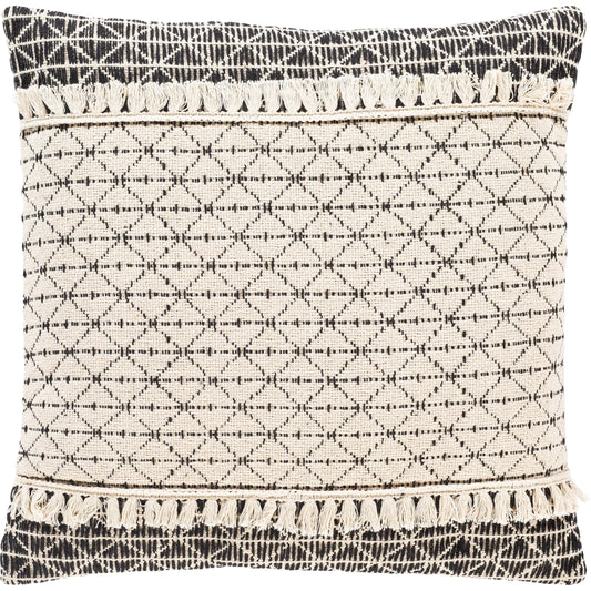 Justine Pillow - 14463 by Livabliss in beige, black. Made from 100% cotton in a rustic style.