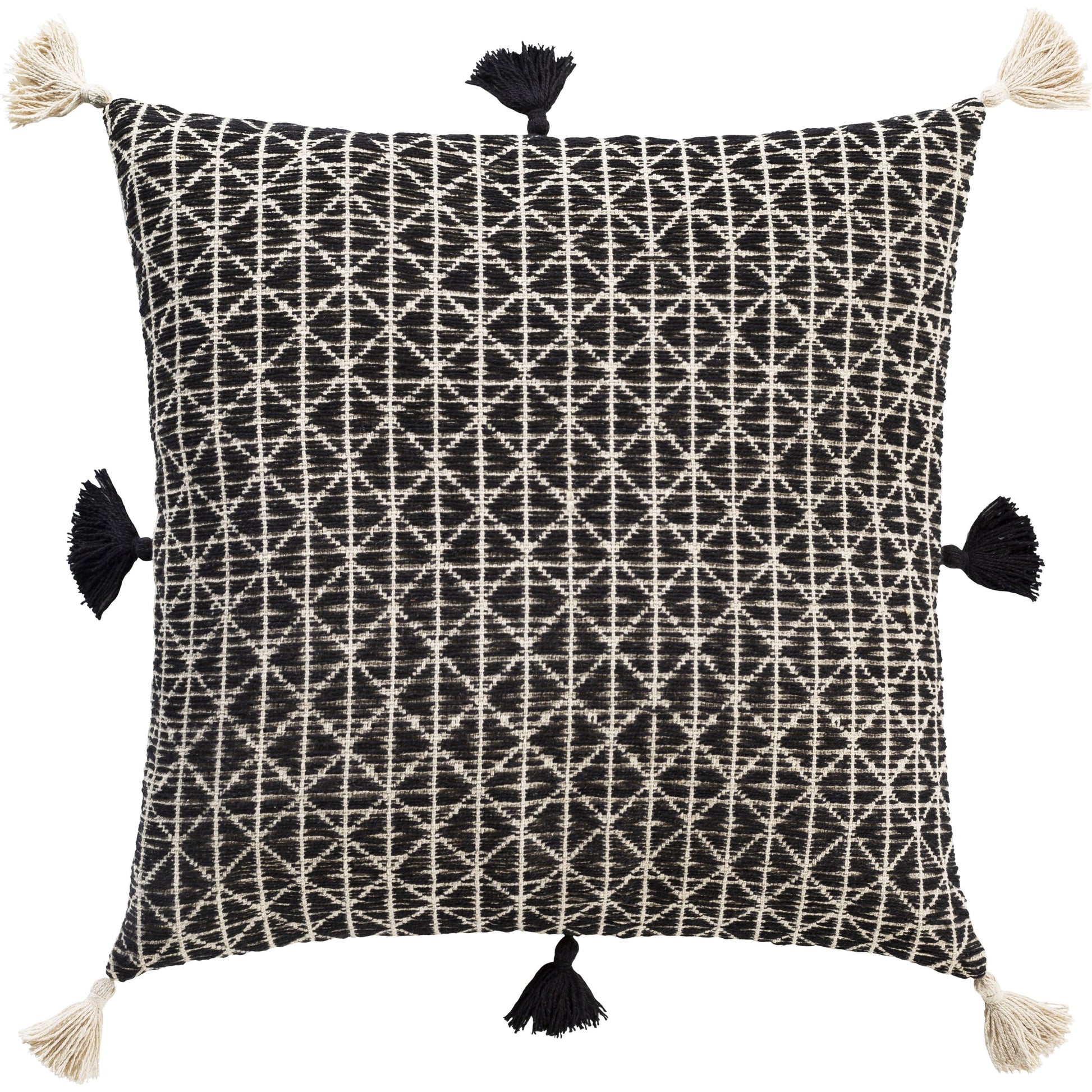 Justine Pillow - 33734 by Surya in beige, black. Made from 100% cotton in a rustic style.