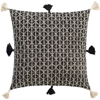 Justine Pillow - 33734 by Surya in beige, black. Made from 100% cotton in a rustic style.