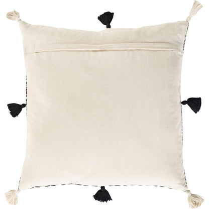 Justine Pillow - 33734 by Surya in beige, black. Made from 100% cotton in a rustic style.