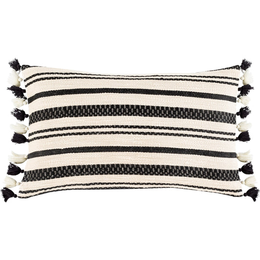 Justine Pillow - 22004 by Surya in beige, black. Made from 100% cotton in a rustic style.