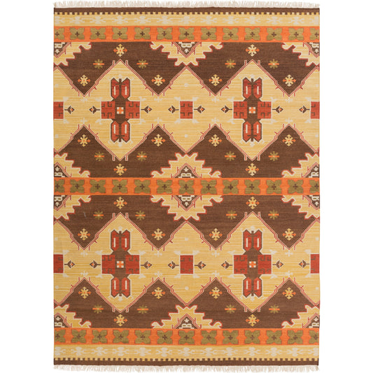 Jewel Tone II Rug - 1378 by Surya in medium brown, light beige, mustard, burnt orange. Made from 100% hard twist wool in a unique style.