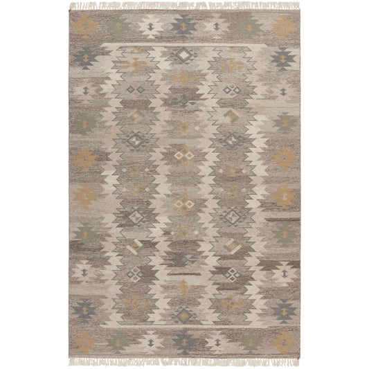 Jewel Tone II Rug - 1379 by Surya in beige, light brown, dark brown, brown, tan, deep teal. Made from 100% hard twist wool in a unique style.